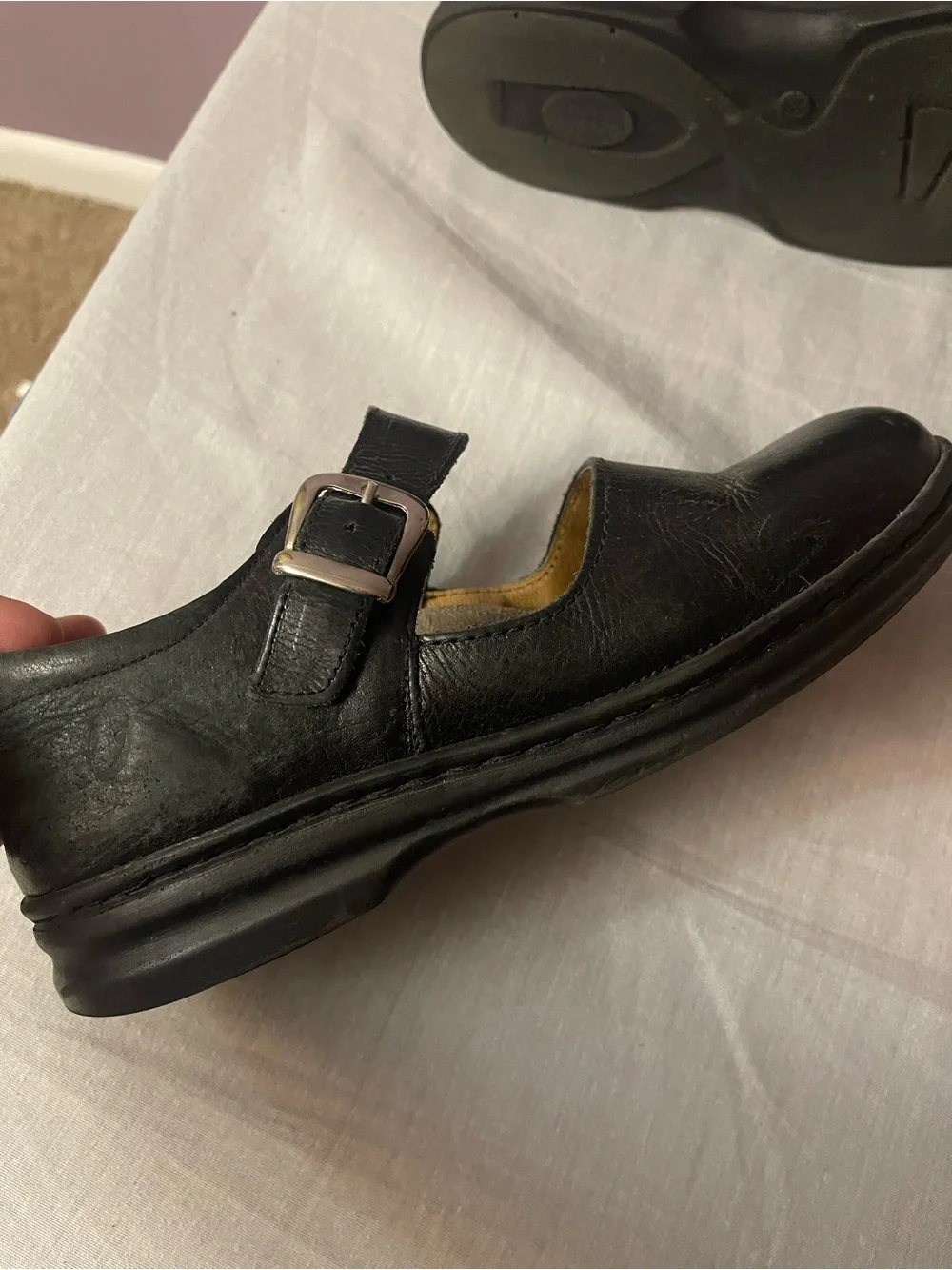 Women’s Blend Black Leather Mary Jane Shoes with Buckle